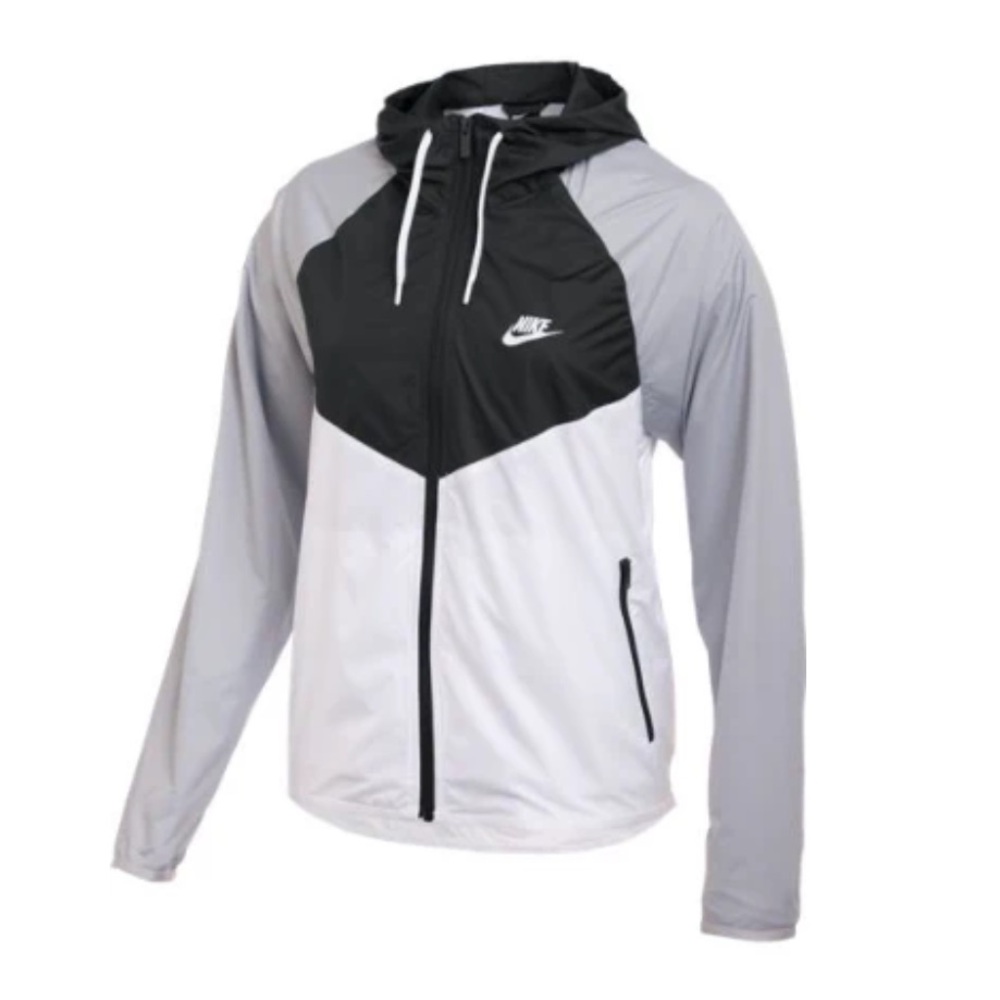 Nike Black, White & Light Gray Windbreaker Jacket